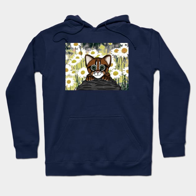 Rusty Spotted Cat in Daisies Hoodie by Aeriskate